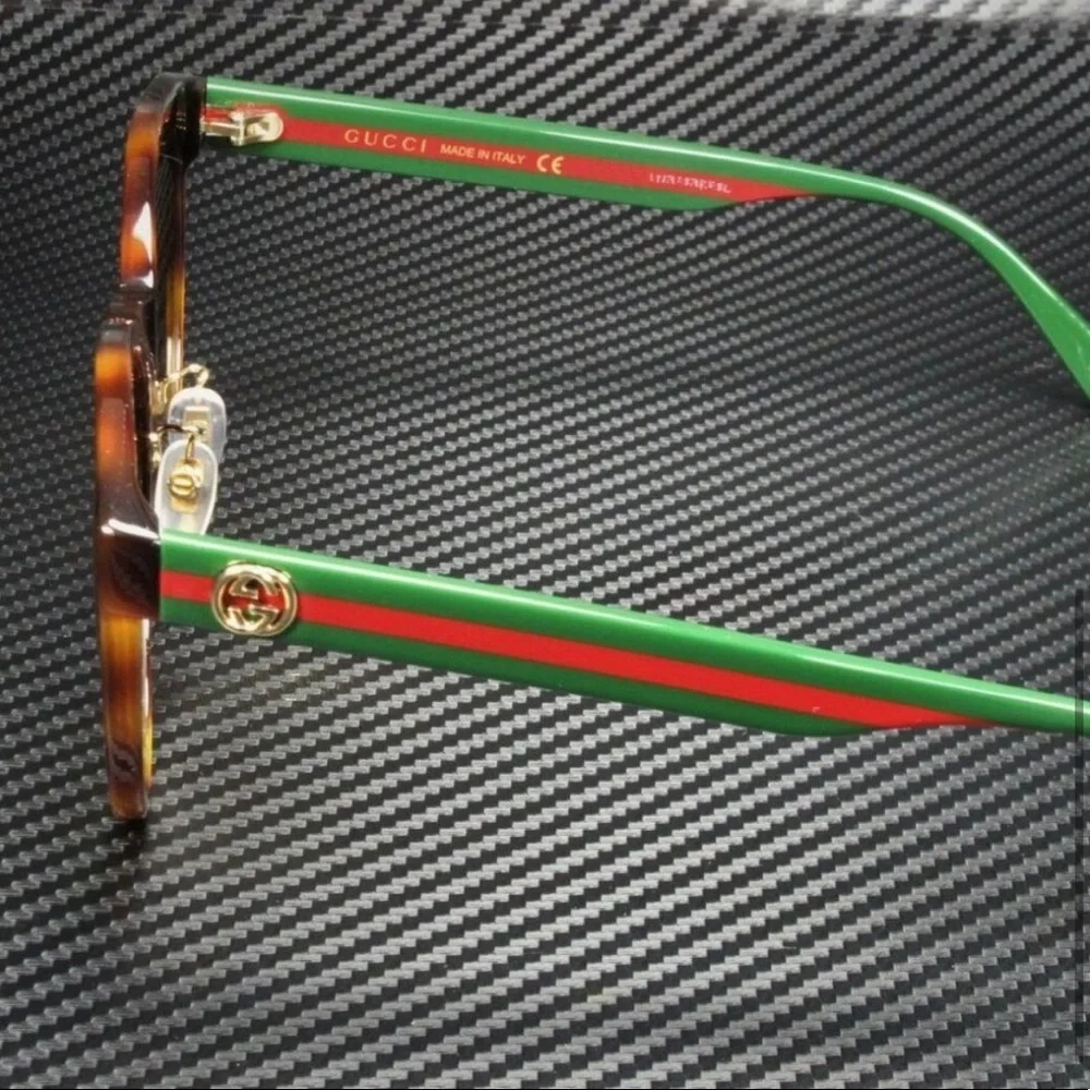 Gucci 55mm Havana Sunglasses in tortoise/classic Gucci stripes. - Picture 3 of 3
